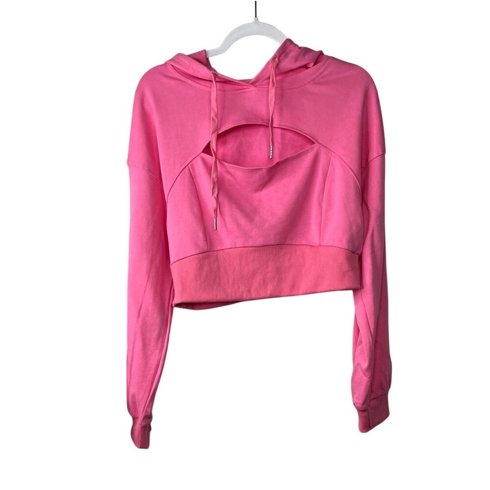 Bubble Gum Pink Keyhole Crop Sweatshirt XL